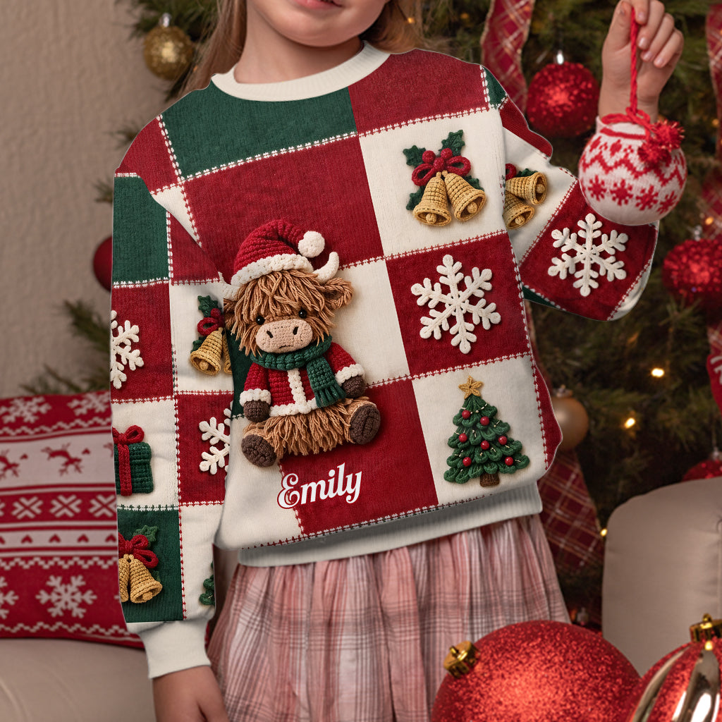 Love Highland Cow Christmas Gift - Personalized Highland Cow Cardigan Sweater