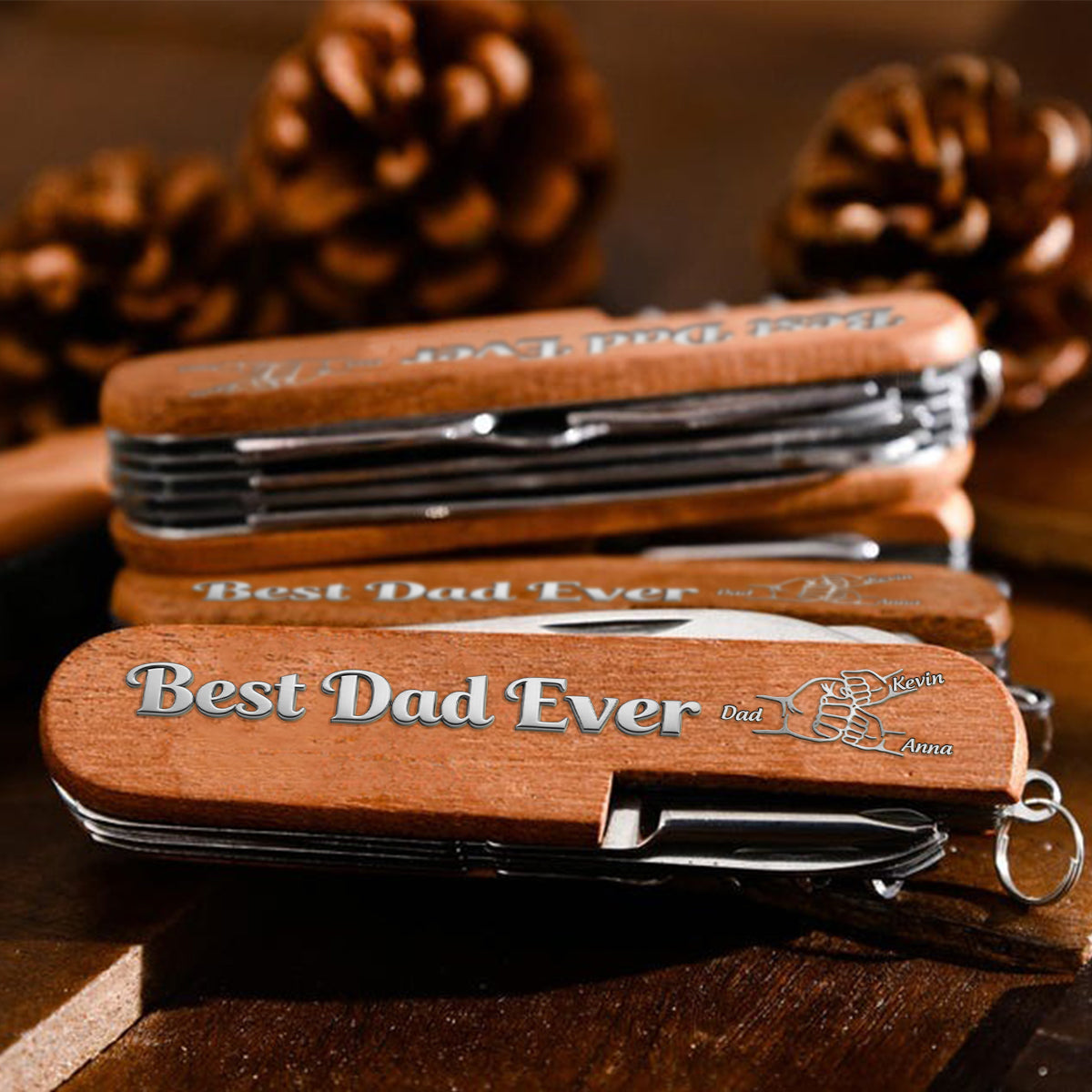 Best Dad Ever - Personalized Father Pocket Knife - 8 Function Multi-Tool