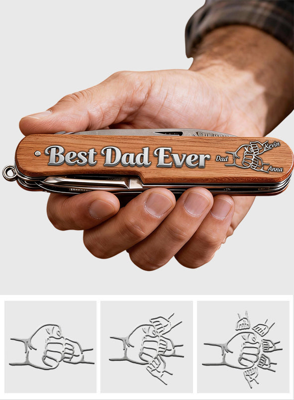 Best Dad Ever - Personalized Father Pocket Knife - 8 Function Multi-Tool