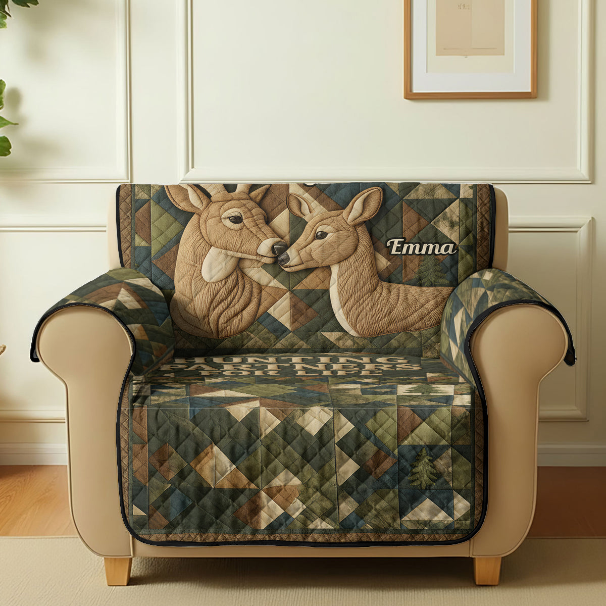 Hunting Partners For Life - Personalized Hunting Quilted Sofa/Couch Cover