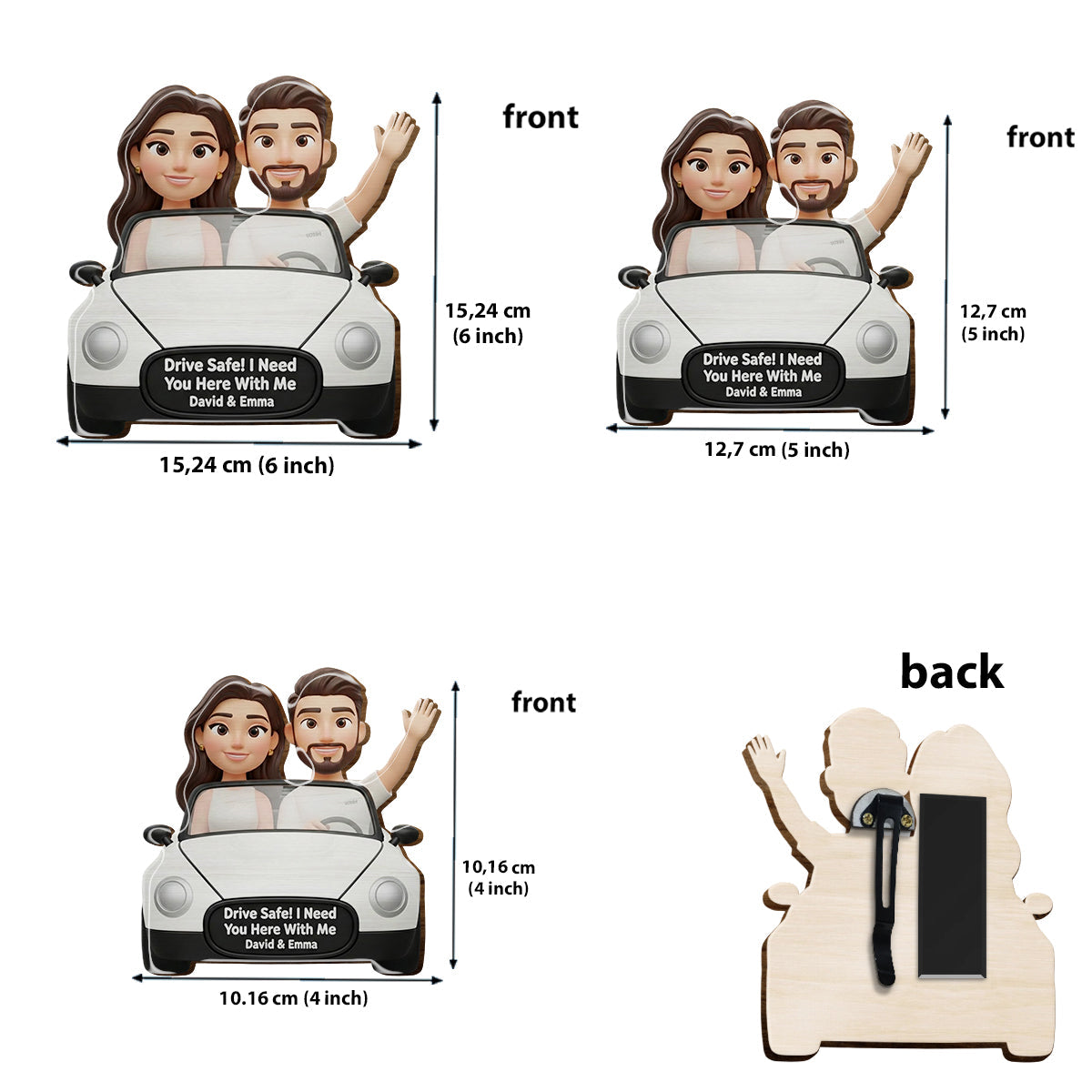 Any Photo Drive Safe! I Need You Here With Me - Personalized Couple Shaped Car Visor Clip