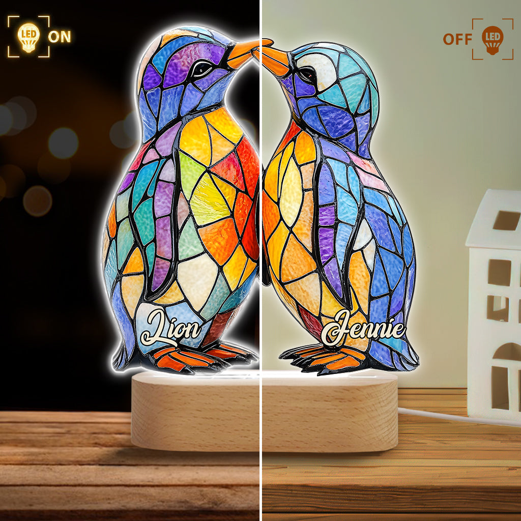 You Are My Penguin - Personalized Penguin Lover Shaped Plaque Light Base