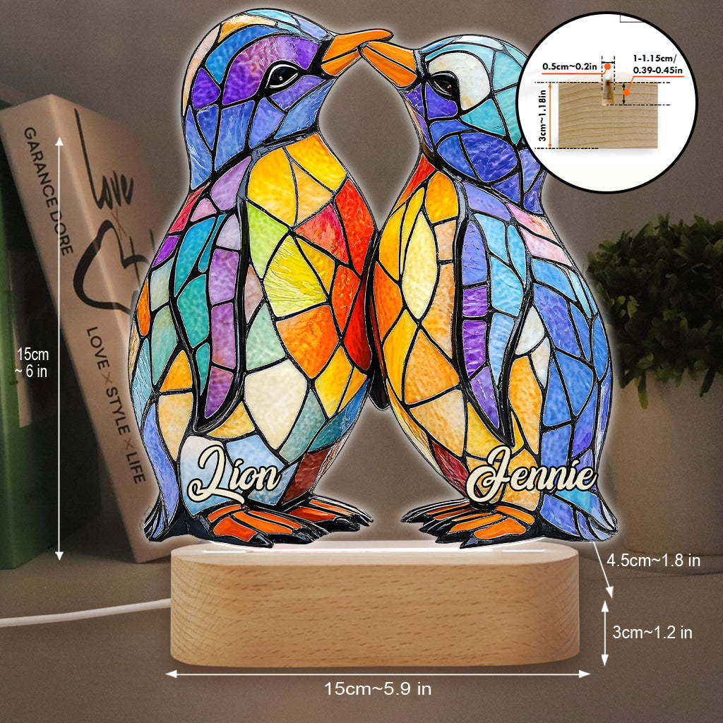 You Are My Penguin - Personalized Penguin Lover Shaped Plaque Light Base