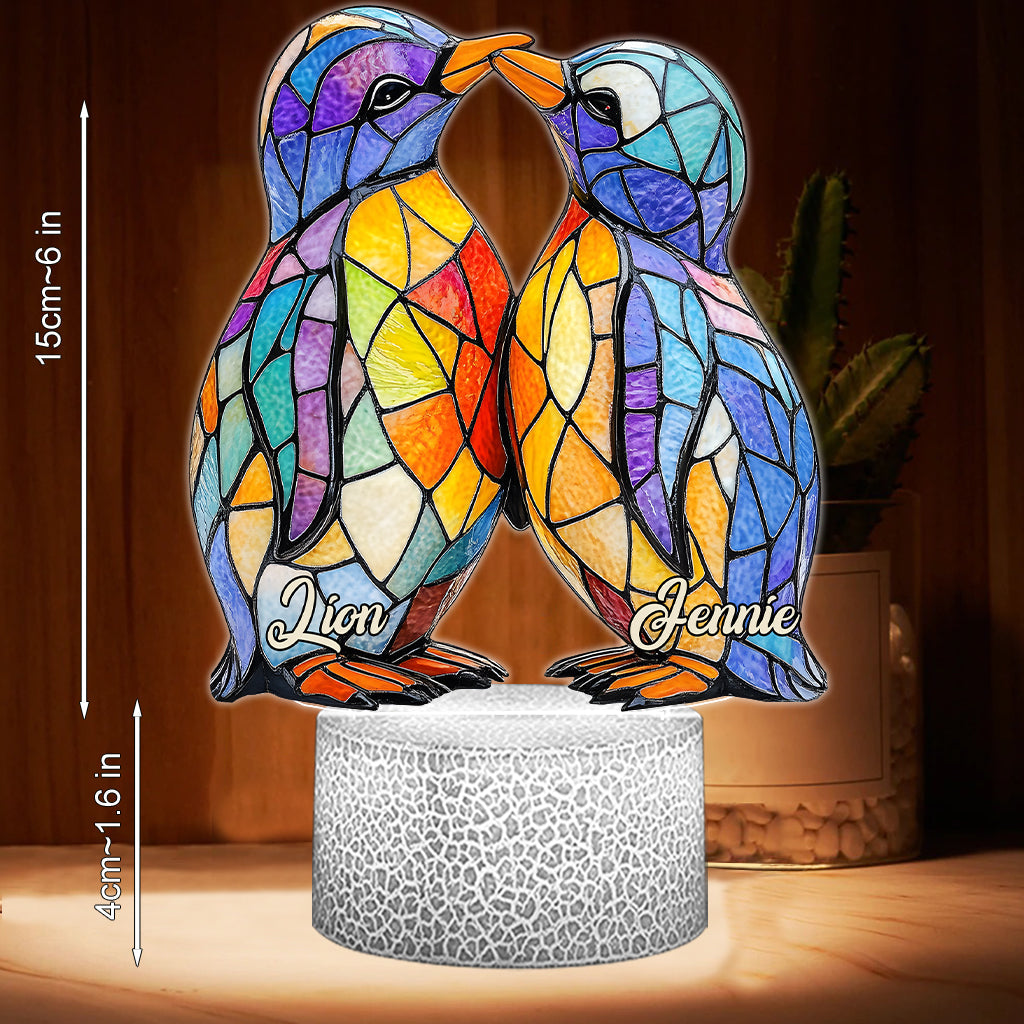 You Are My Penguin - Personalized Penguin Lover Shaped Plaque Light Base