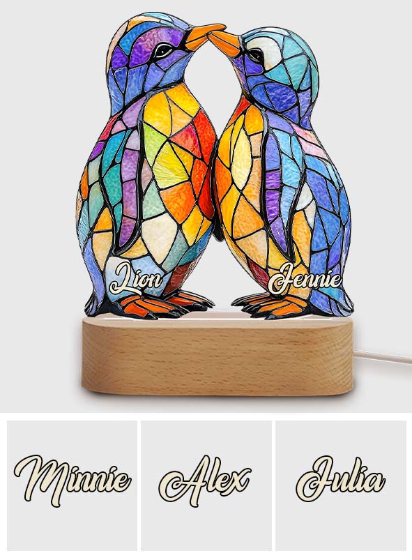 You Are My Penguin - Personalized Penguin Lover Shaped Plaque Light Base
