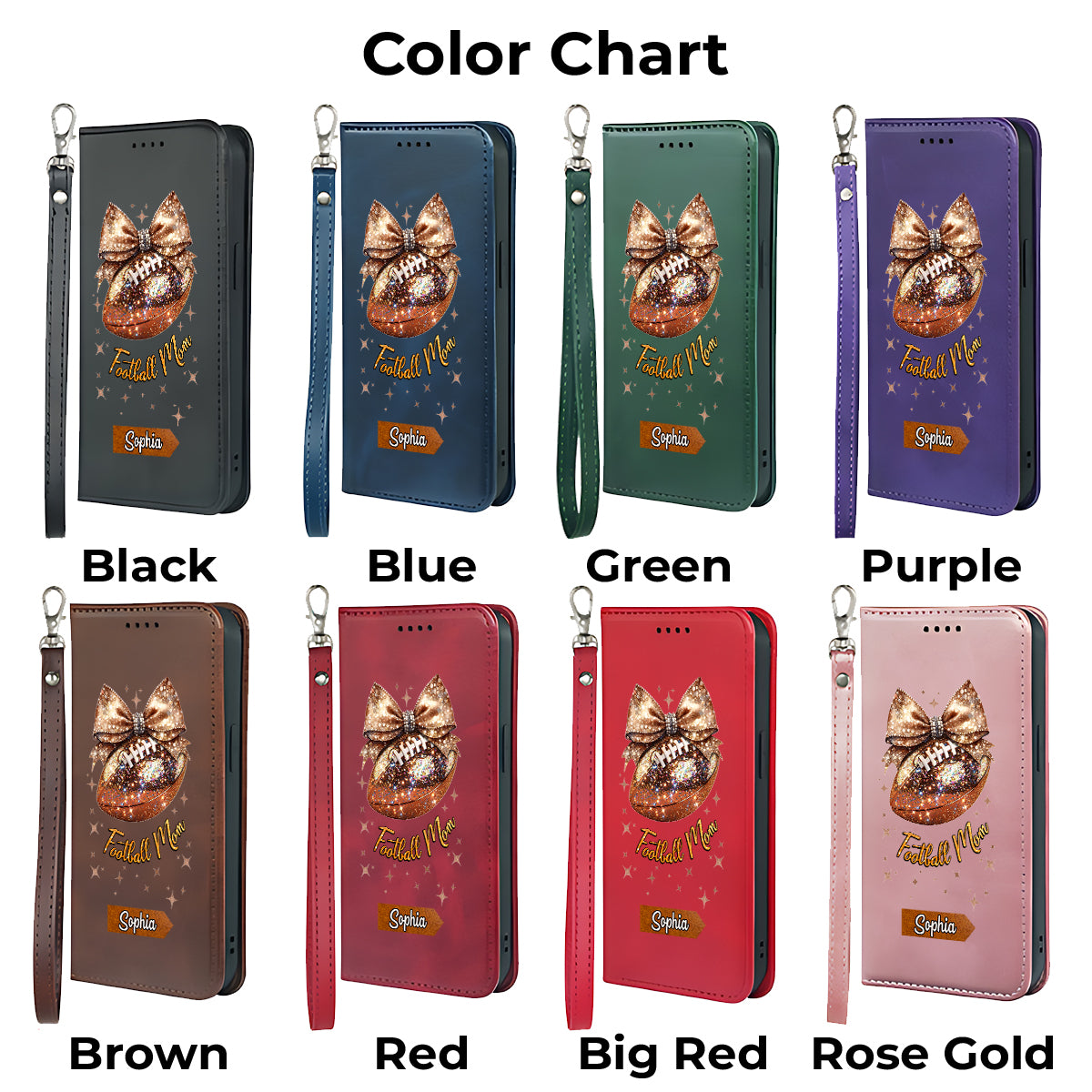 Glitter Football - Personalized Football Wallet Phone Case With Strap