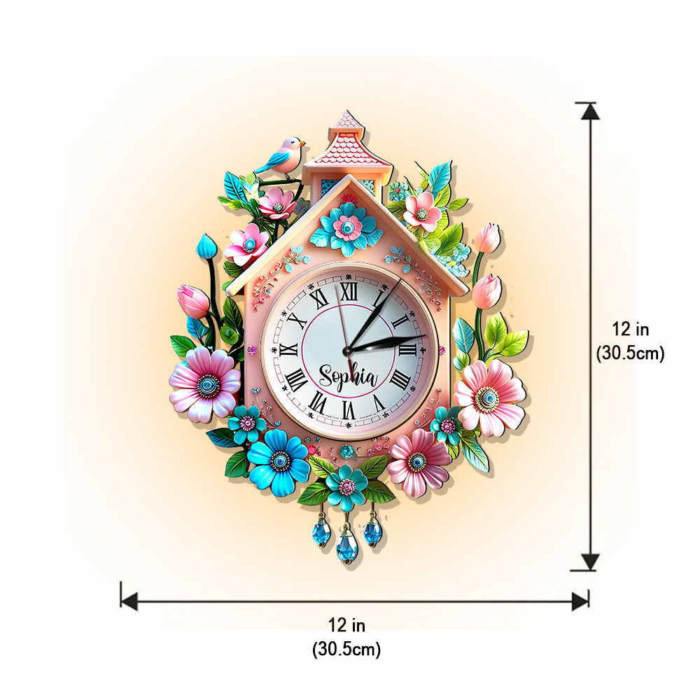 Spring Flowers - Personalized Family LED Light Wall Clock