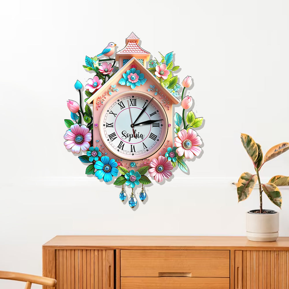Spring Flowers - Personalized Family LED Light Wall Clock
