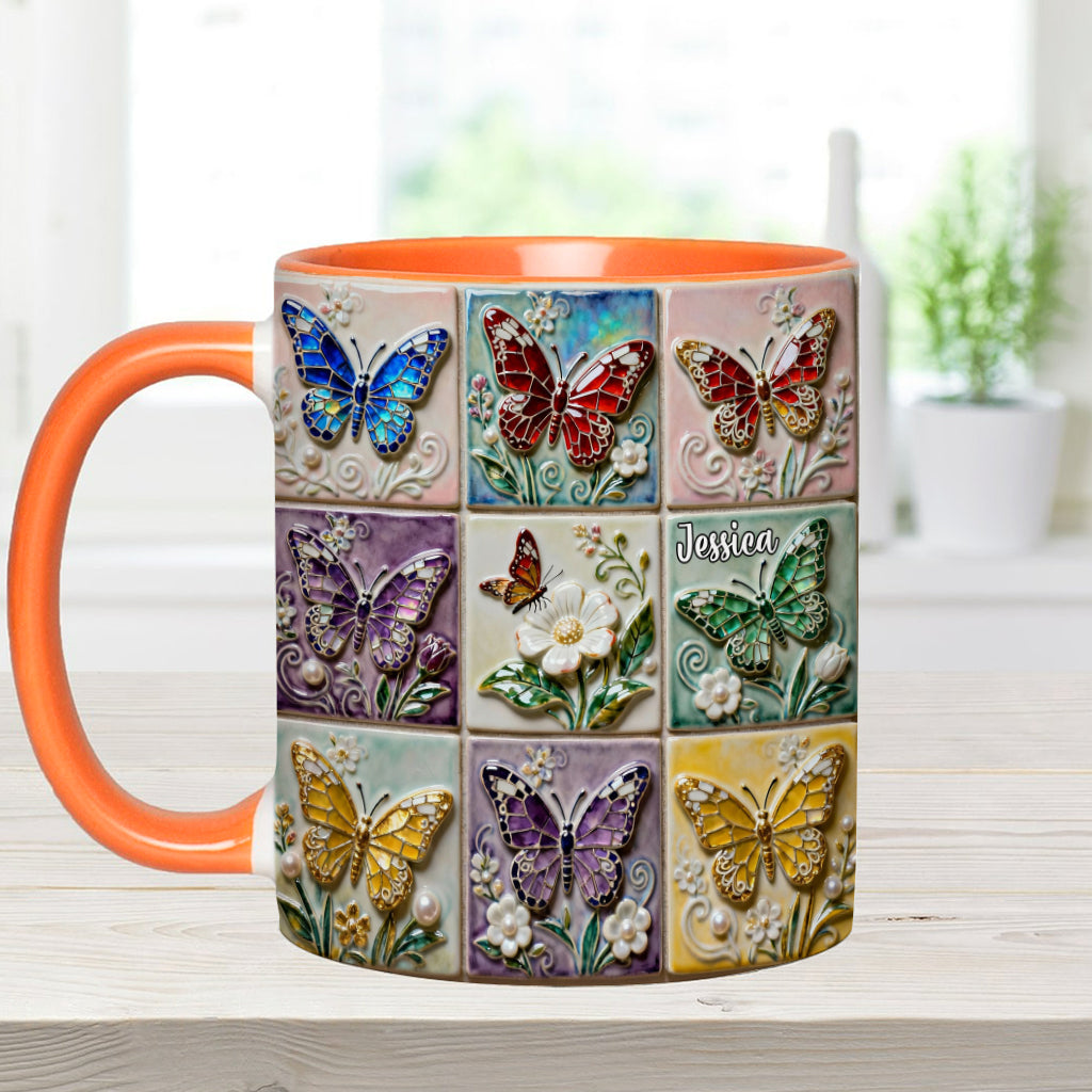 Love Butterflies - Personalized Butterfly Accent Mug