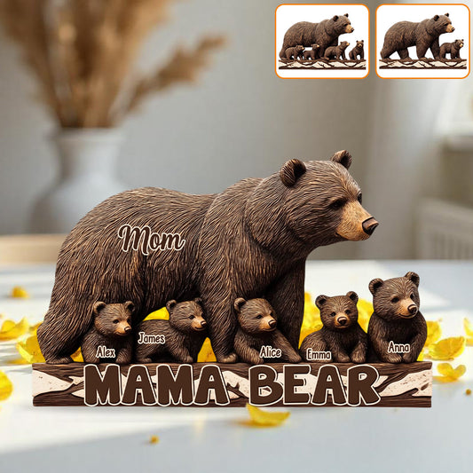 Mama Bear - Personalized Mother Custom Shaped Acrylic Plaque