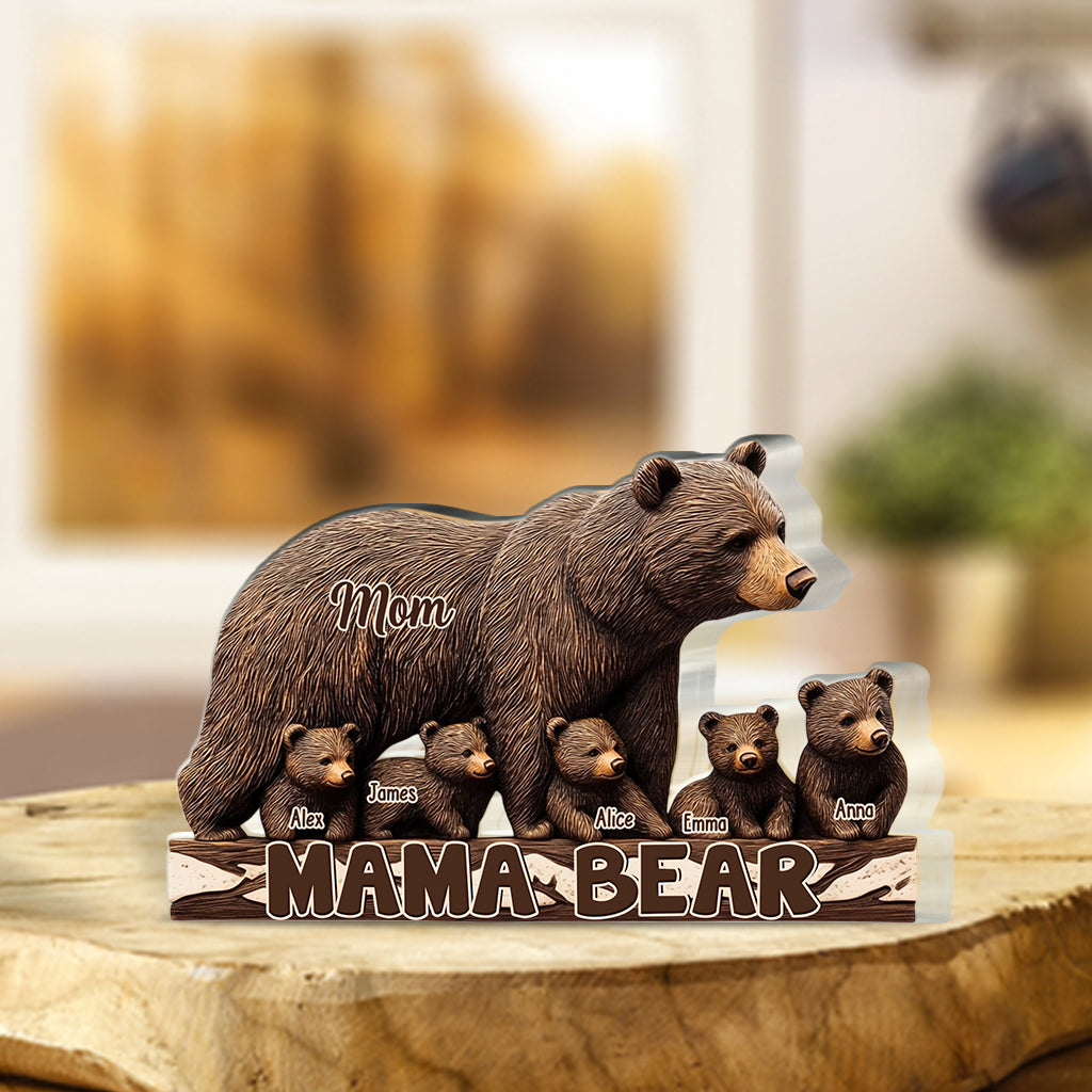 Mama Bear - Personalized Mother Custom Shaped Acrylic Plaque
