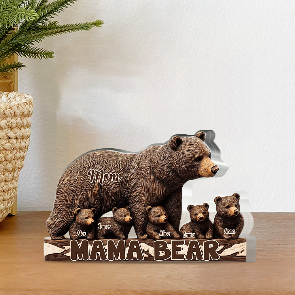 Mama Bear - Personalized Mother Custom Shaped Acrylic Plaque