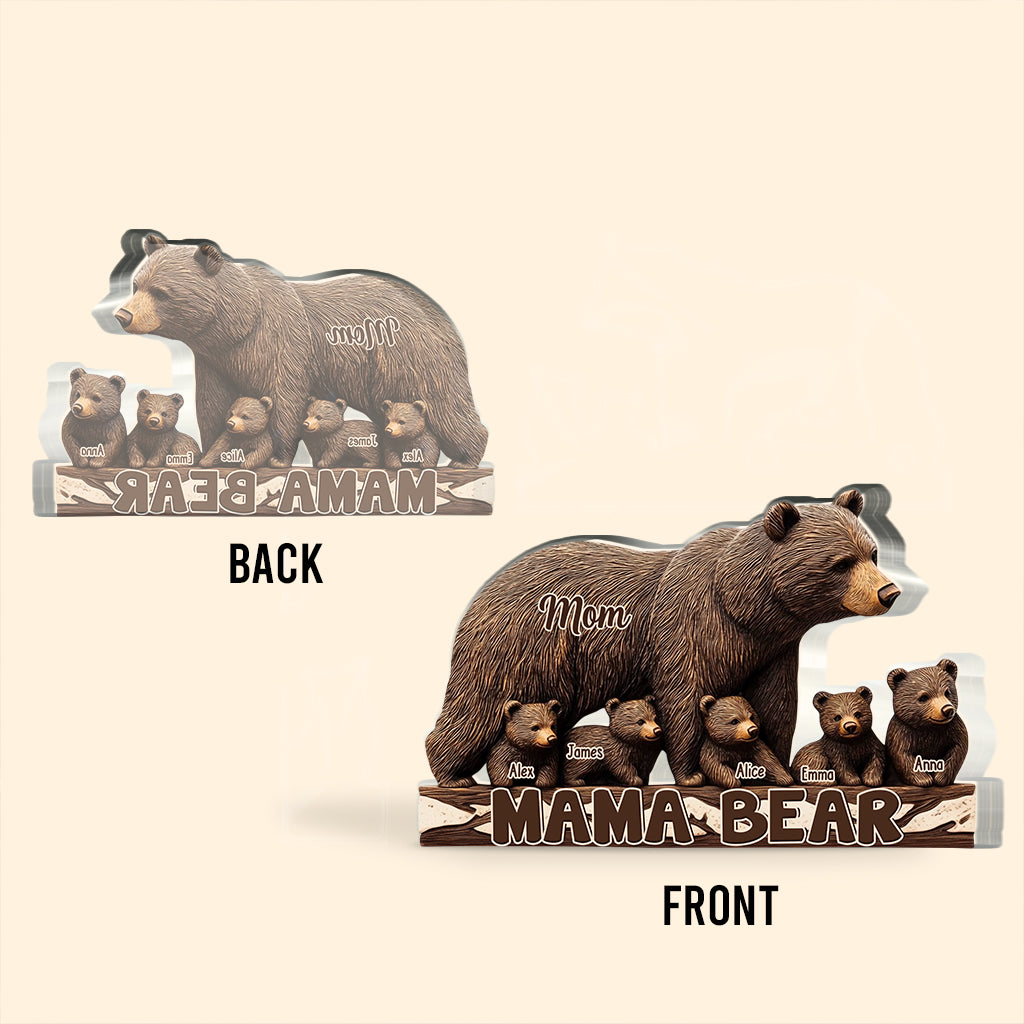 Mama Bear - Personalized Mother Custom Shaped Acrylic Plaque
