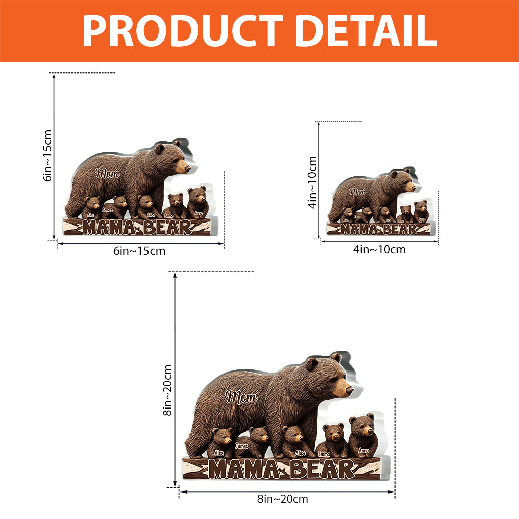 Mama Bear - Personalized Mother Custom Shaped Acrylic Plaque