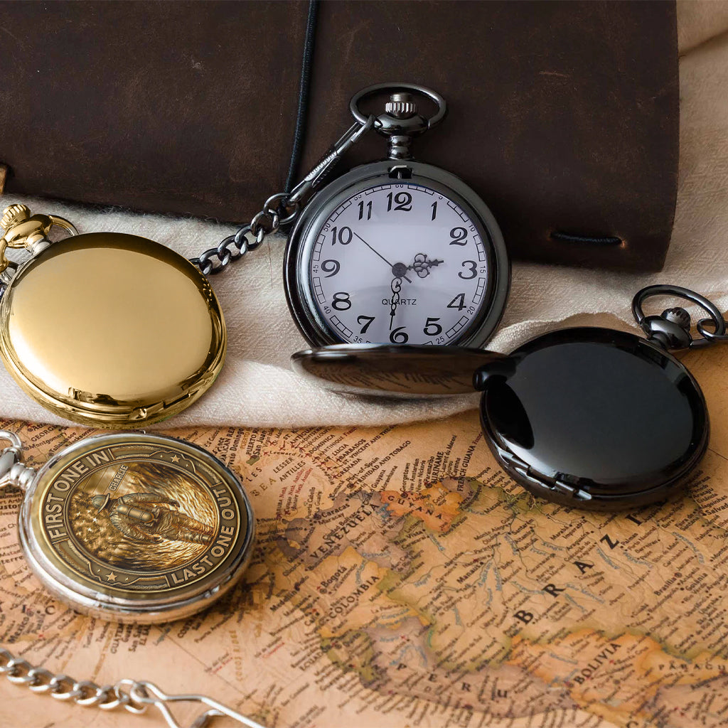 First In Last Out Fire Dept - Personalized Firefighter Pocket Watch