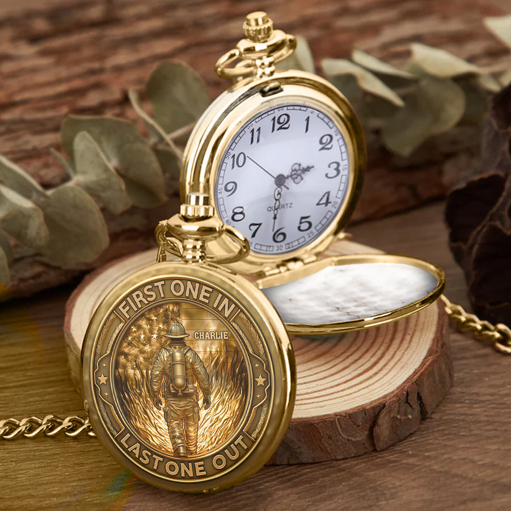 First In Last Out Fire Dept - Personalized Firefighter Pocket Watch