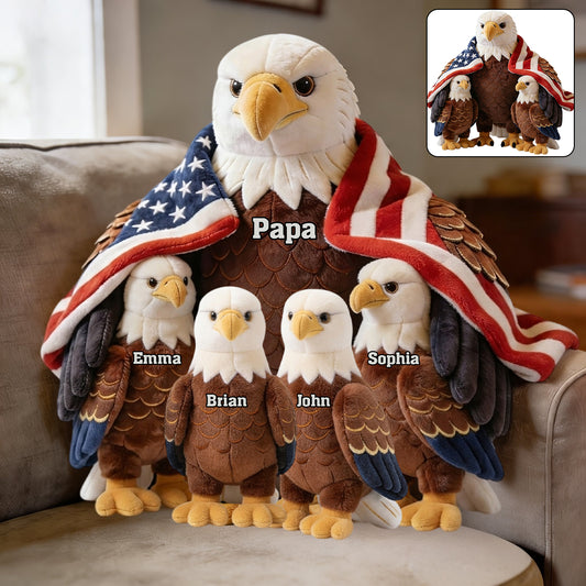 Strong Papa/Grandma Bald Eagle - Personalized Father Premium Faux Fur Pillow