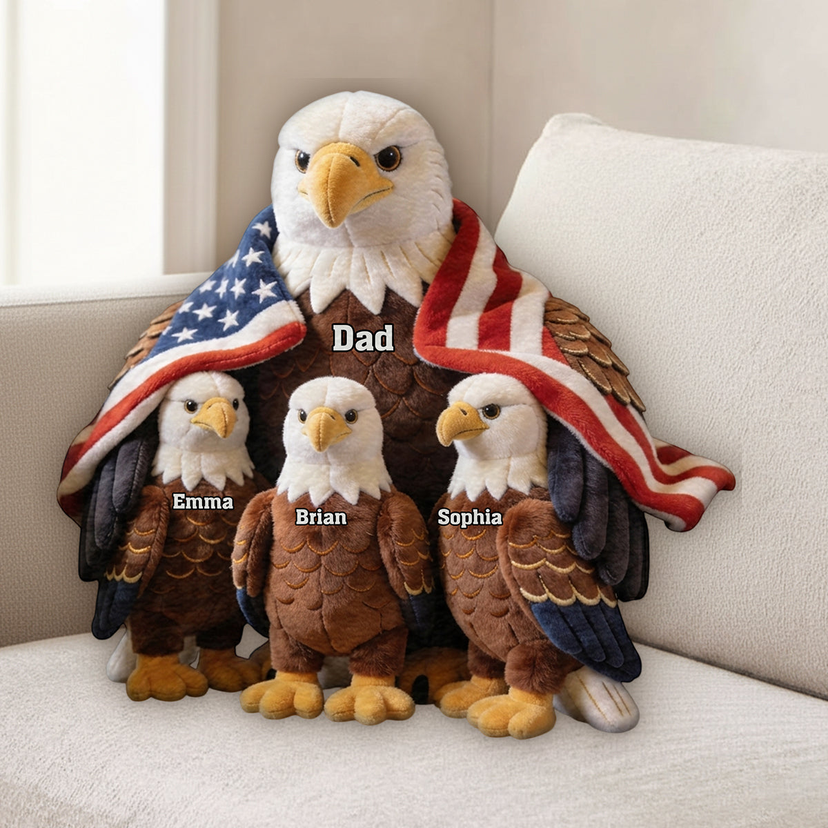Strong Papa/Grandma Bald Eagle - Personalized Father Premium Faux Fur Pillow