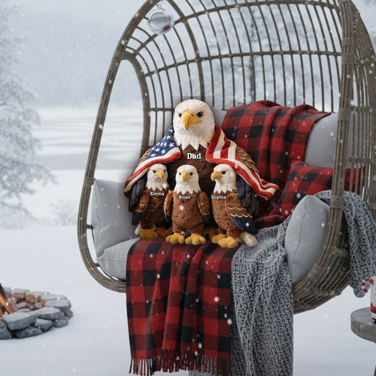 Strong Papa/Grandma Bald Eagle - Personalized Father Premium Faux Fur Pillow