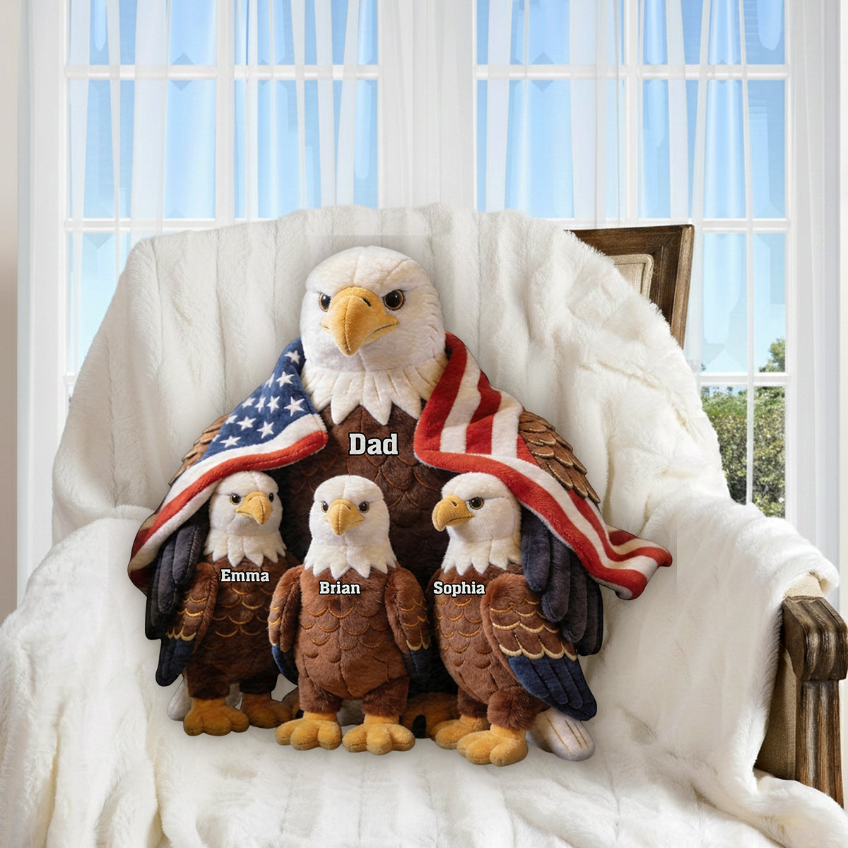 Strong Papa/Grandma Bald Eagle - Personalized Father Premium Faux Fur Pillow