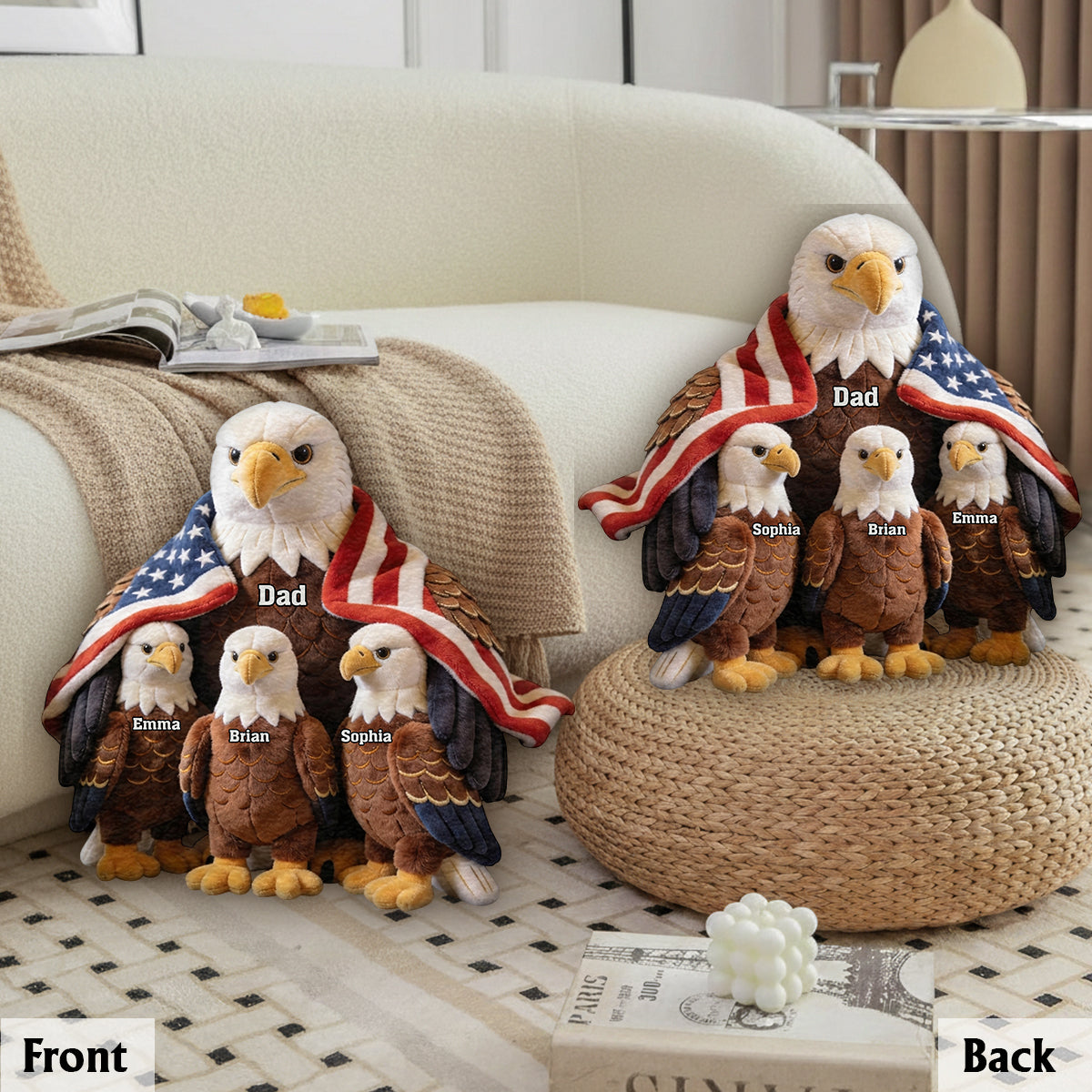 Strong Papa/Grandma Bald Eagle - Personalized Father Premium Faux Fur Pillow