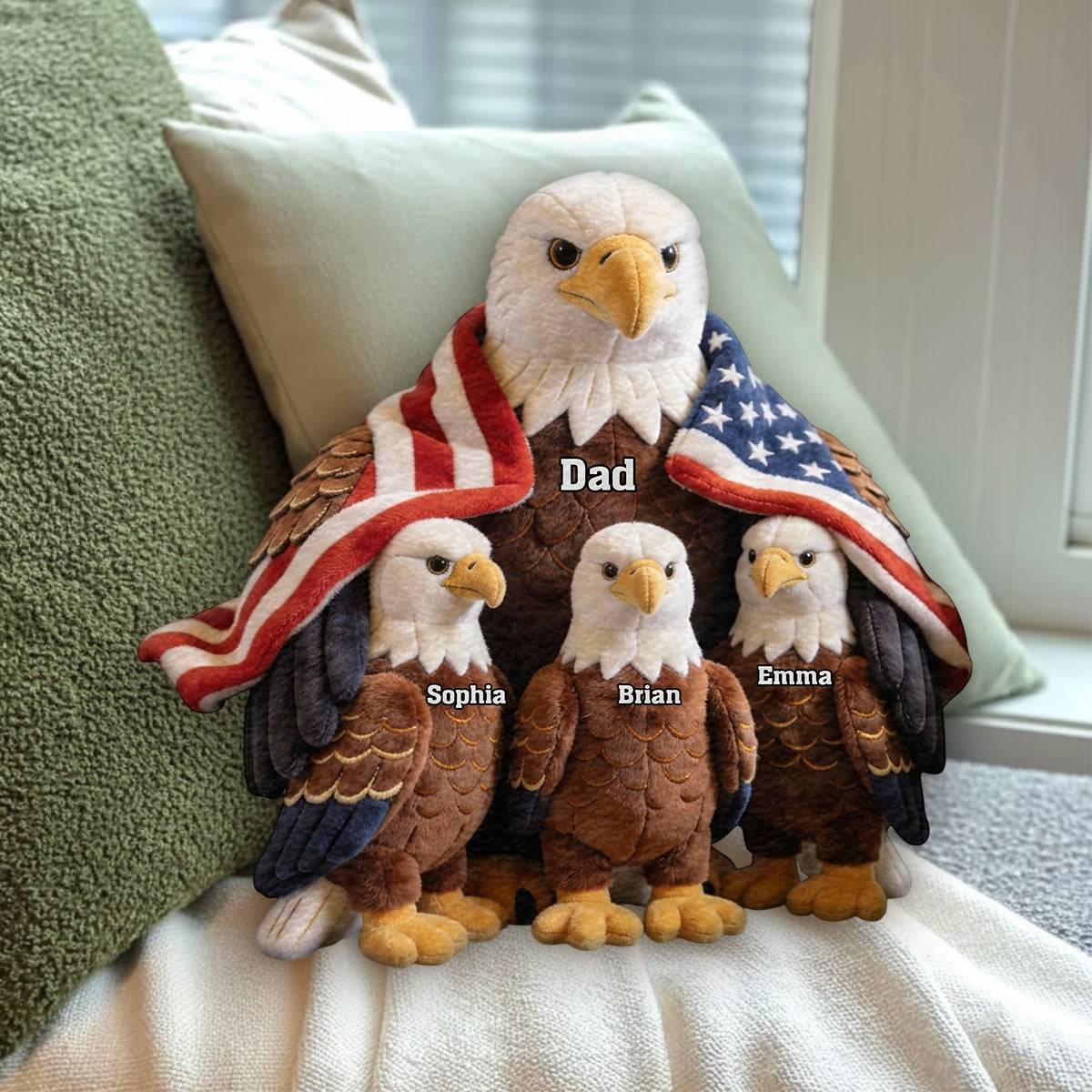 Strong Papa/Grandma Bald Eagle - Personalized Father Premium Faux Fur Pillow