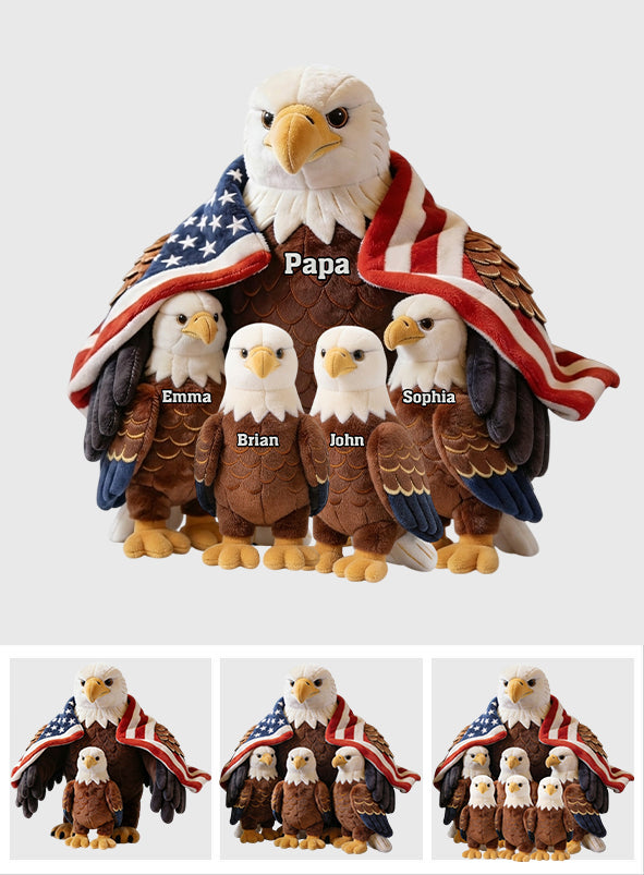Strong Papa/Grandma Bald Eagle - Personalized Father Premium Faux Fur Pillow
