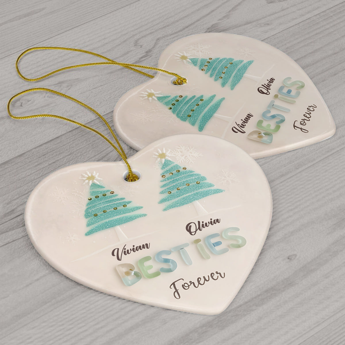 Besties Forever - Personalized Bestie Ceramic Heart Ornament