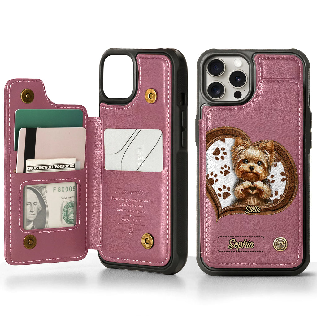 Puppy/ Kitty Makes Heart Hands - Personalized Dog Wallet Phone Case