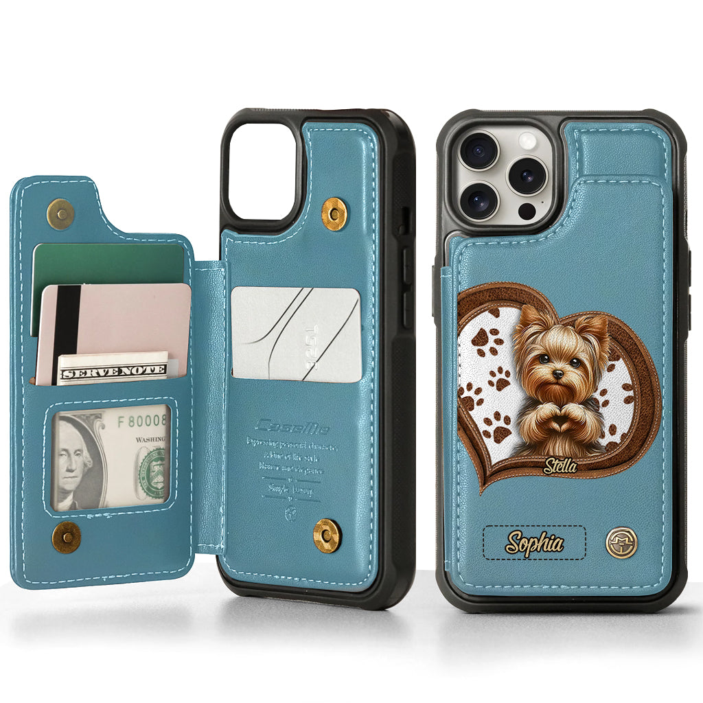 Puppy/ Kitty Makes Heart Hands - Personalized Dog Wallet Phone Case