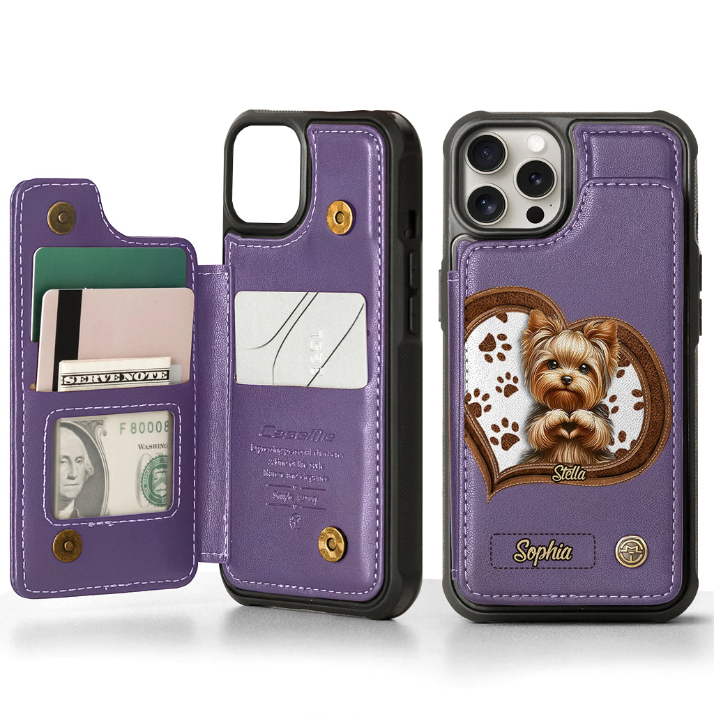 Puppy/ Kitty Makes Heart Hands - Personalized Dog Wallet Phone Case