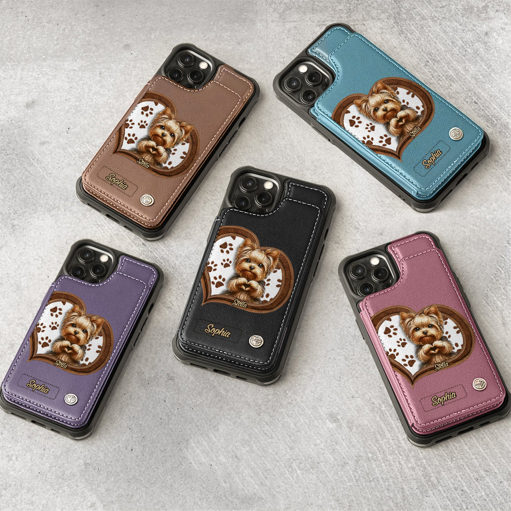 Puppy/ Kitty Makes Heart Hands - Personalized Dog Wallet Phone Case