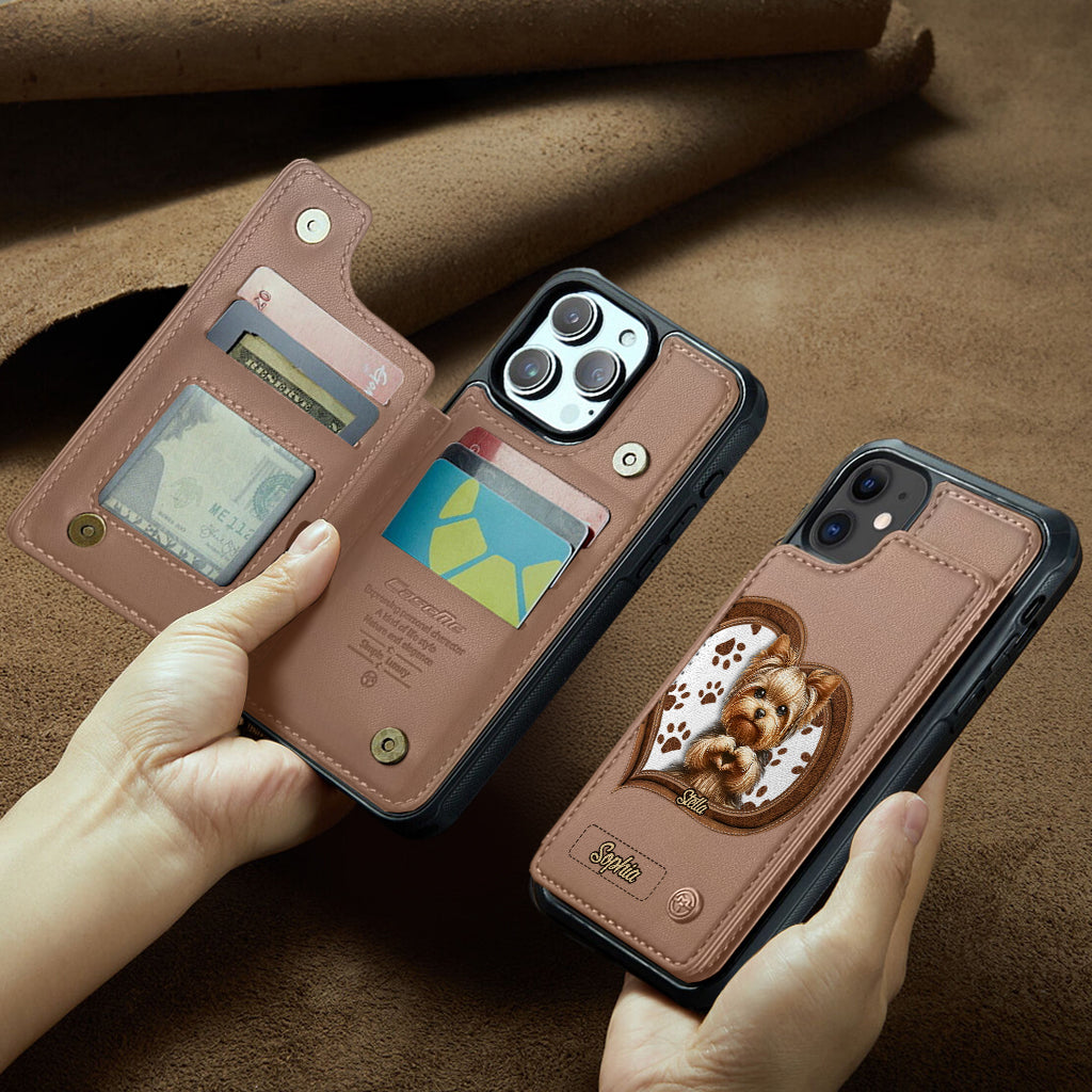 Puppy/ Kitty Makes Heart Hands - Personalized Dog Wallet Phone Case