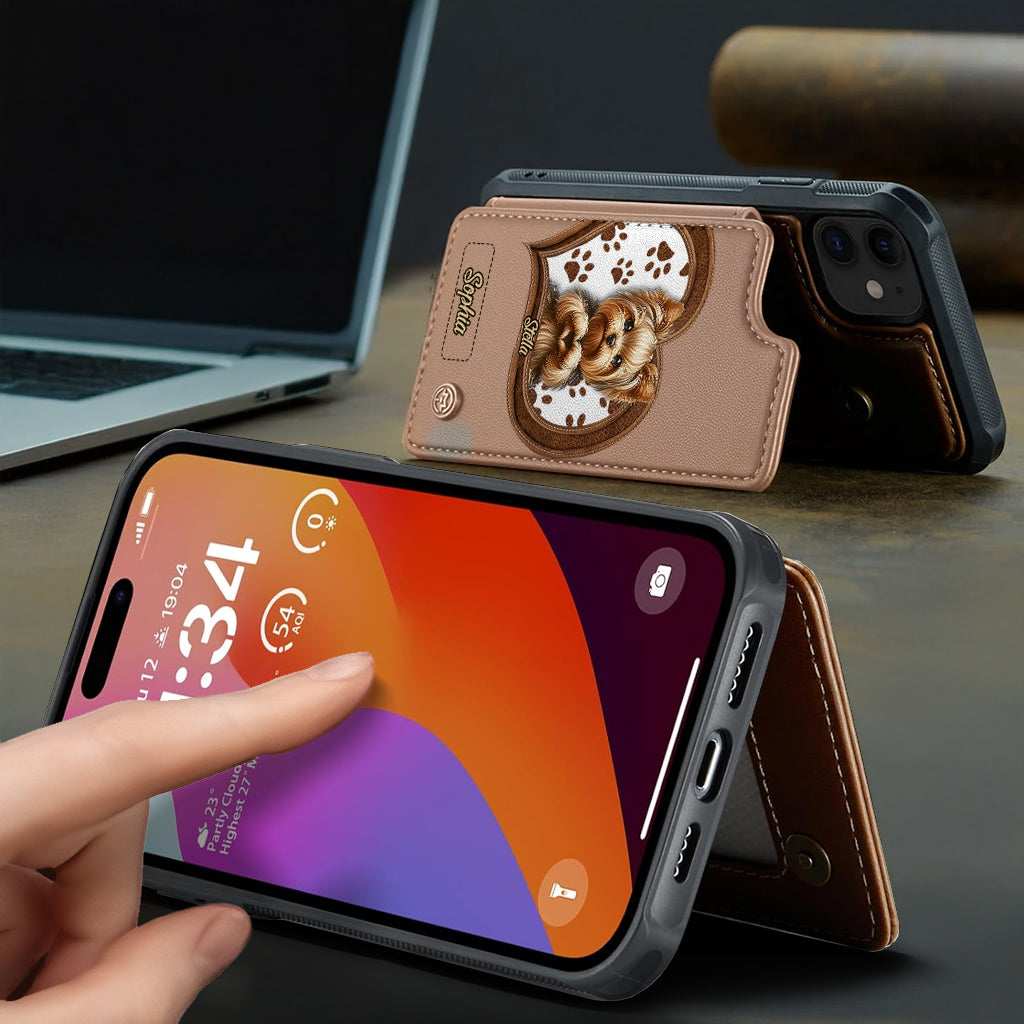 Puppy/ Kitty Makes Heart Hands - Personalized Dog Wallet Phone Case