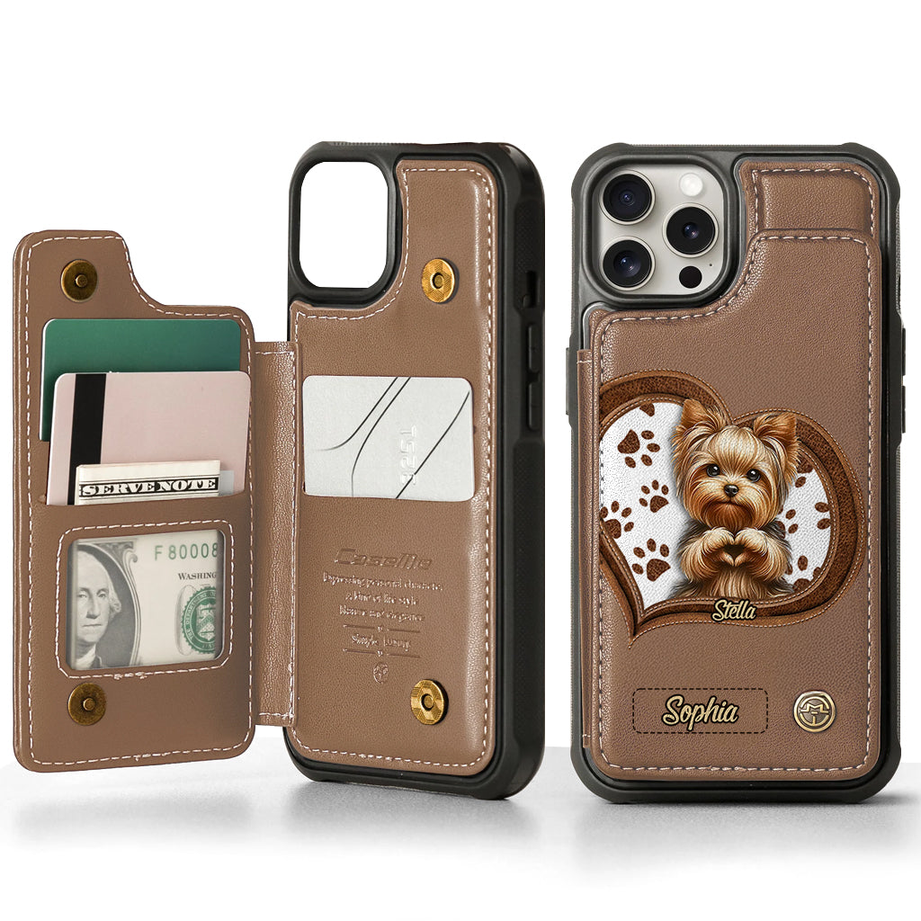 Puppy/ Kitty Makes Heart Hands - Personalized Dog Wallet Phone Case