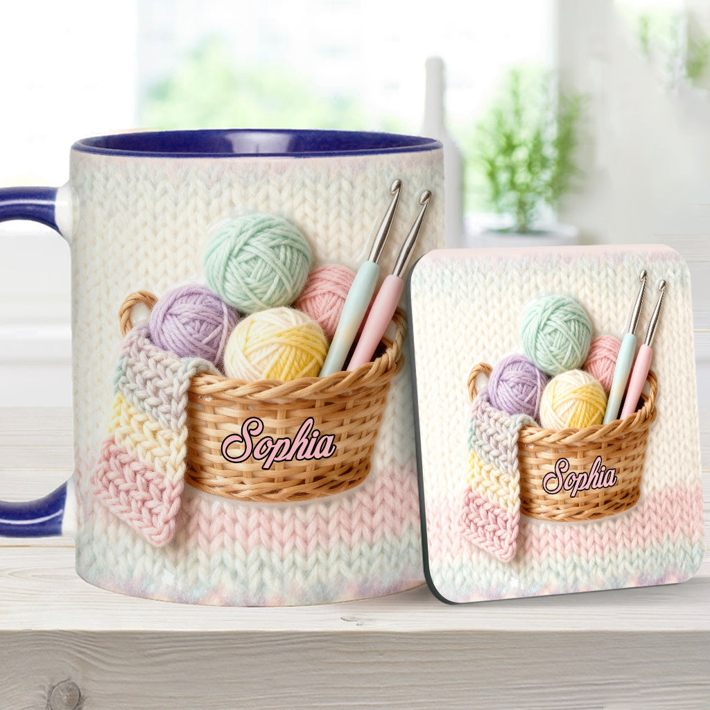 Love Crocheting - Personalized Crocheting Accent Mug & Coaster
