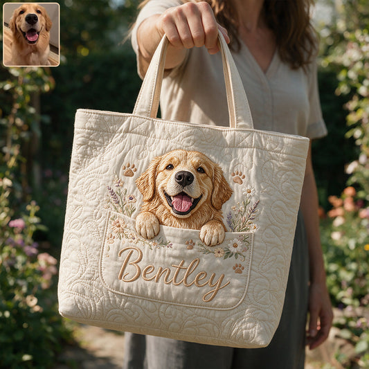 Peeking Pet - Personalized Dog Quilted Tote Bag