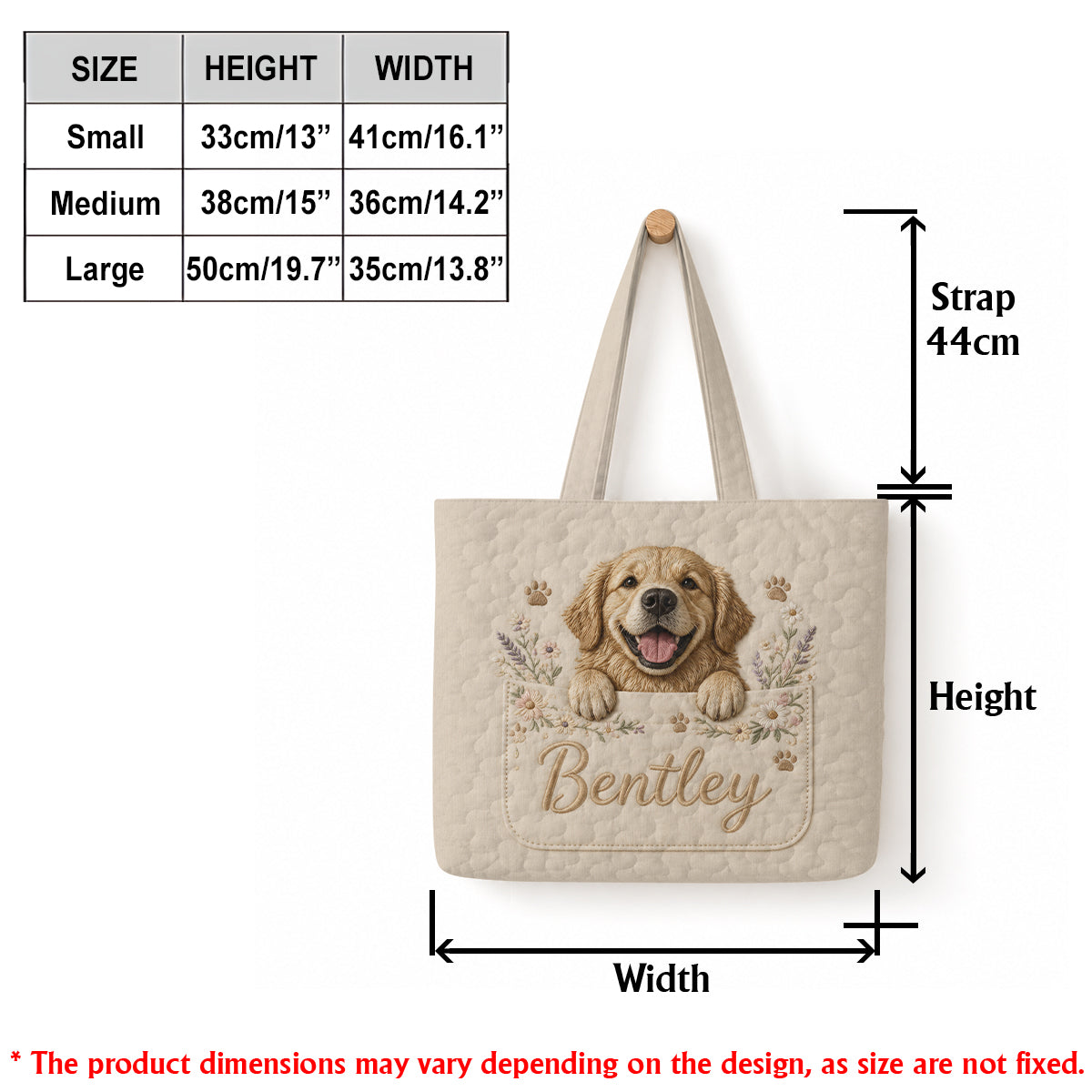 Peeking Pet - Personalized Dog Quilted Tote Bag