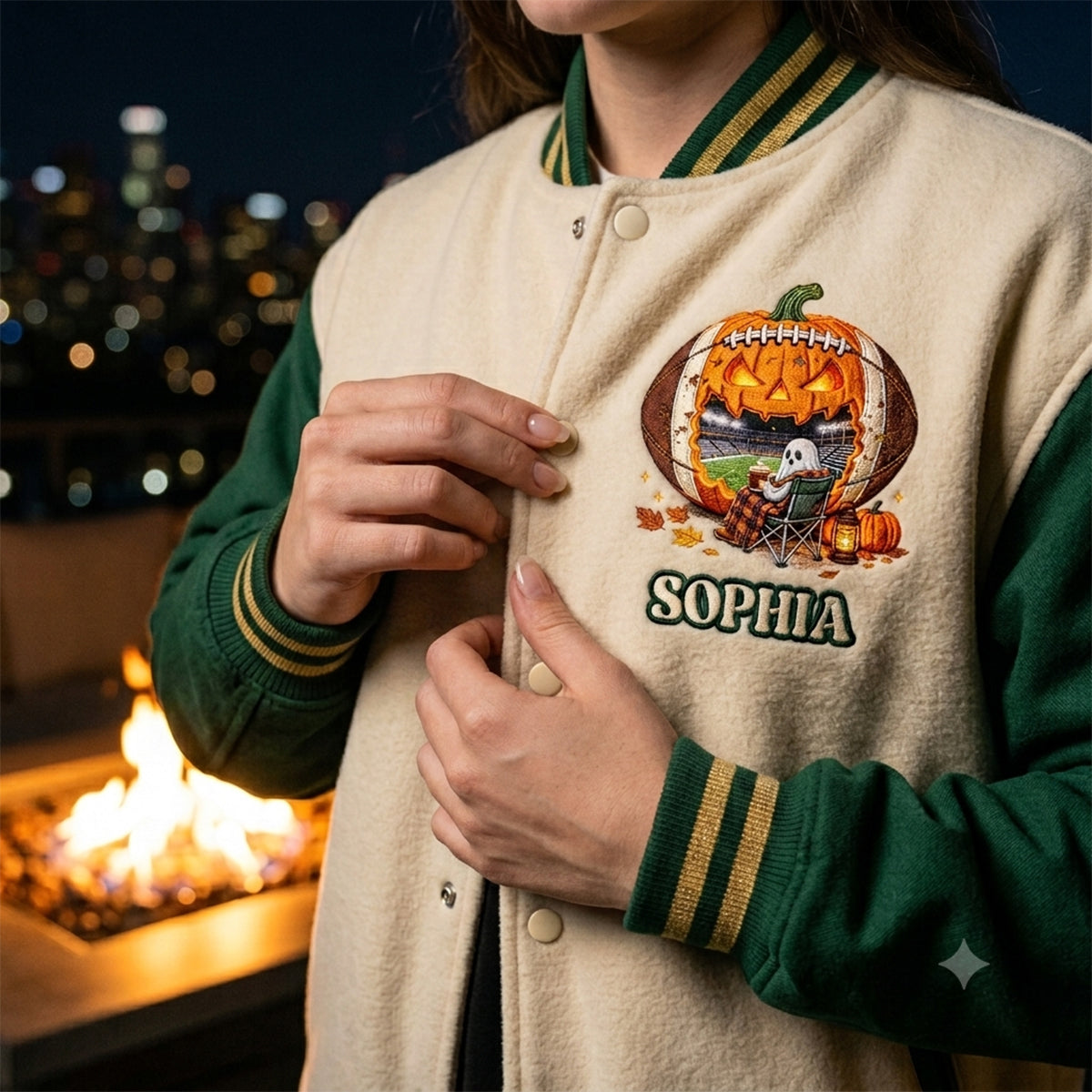 Tis The Season - Personalized Football Varsity Jacket