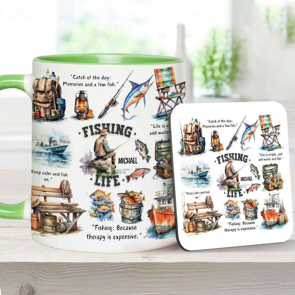 Love Fishing - Personalized Fishing Accent Mug