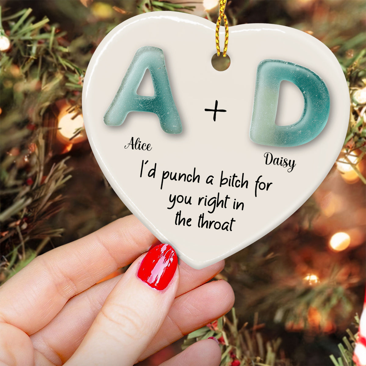 Christmas Congrats On Being My Bestie - Personalized Bestie Ceramic Heart Ornament