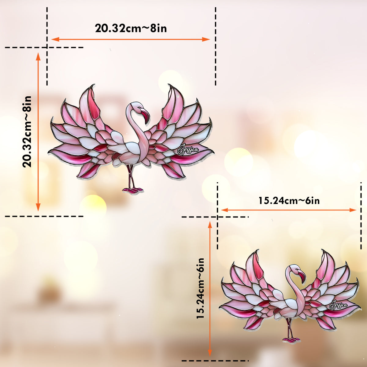 Love Flamingos - Personalized Flamingo Window Hanging Suncatcher Ornament