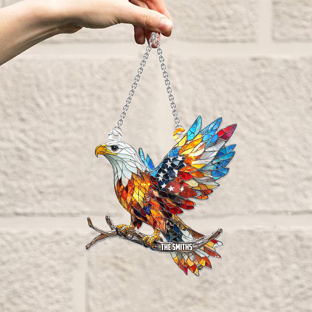 God Bless American - Personalized Independence Day/ 4th of July Window Hanging Suncatcher Ornament