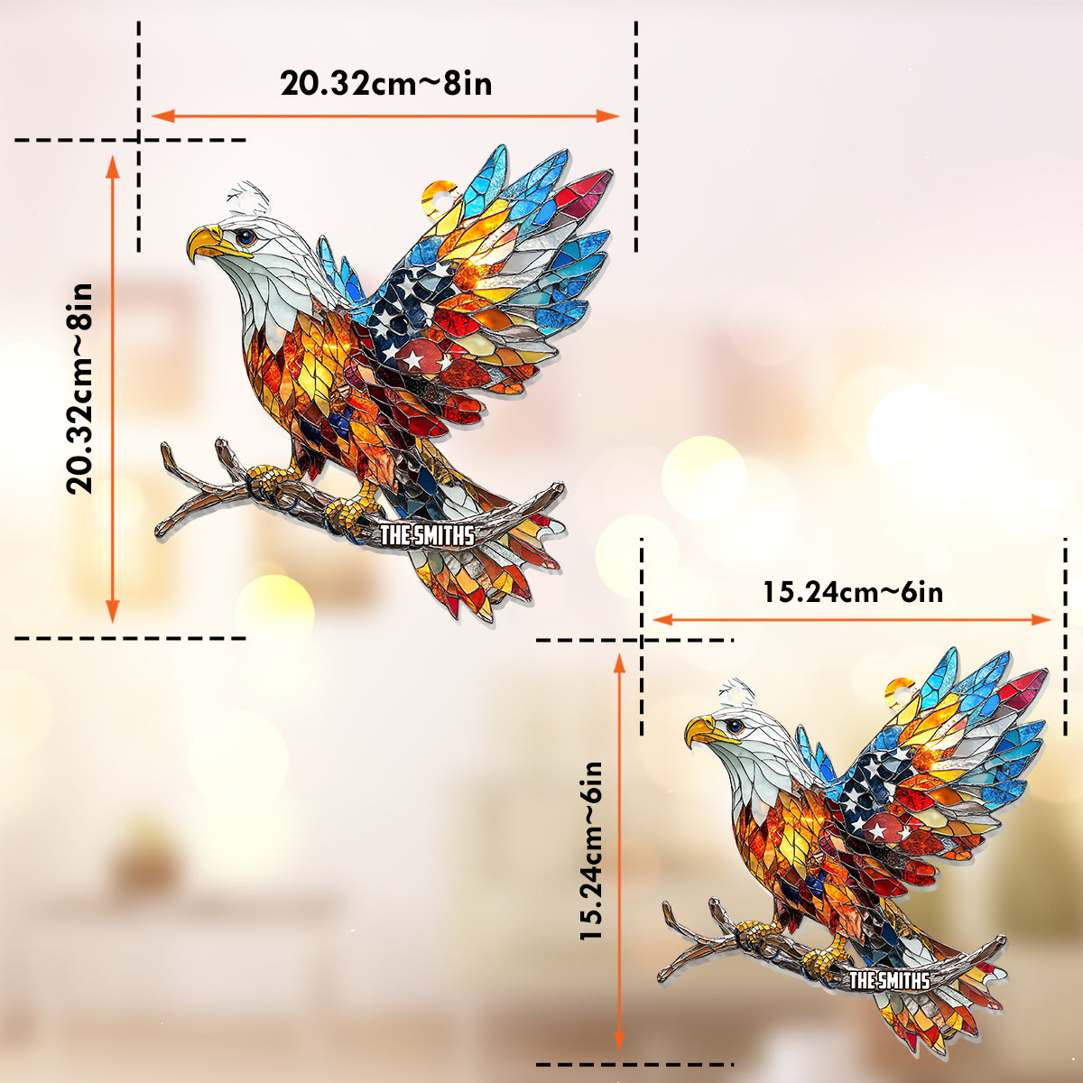 God Bless American - Personalized Independence Day/ 4th of July Window Hanging Suncatcher Ornament