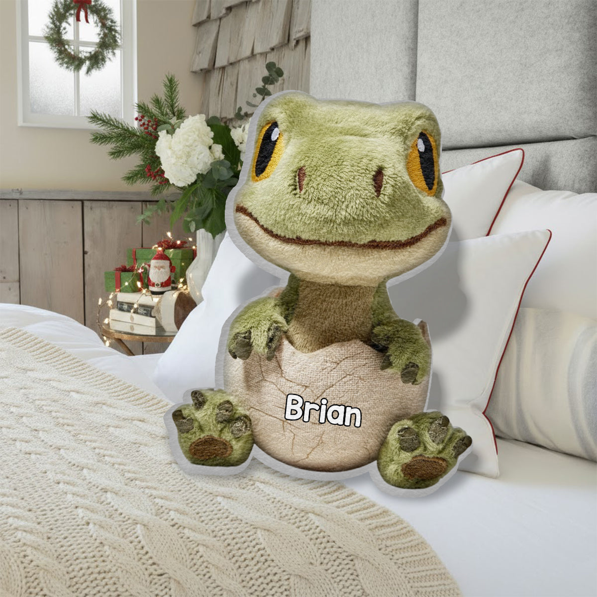 Love Dinosaur - Personalized Kid Faux Fur Shaped Pillow