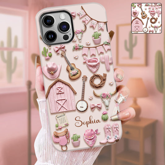 Pink Cowgirl - Personalized Cowgirl Full Print Phone Case