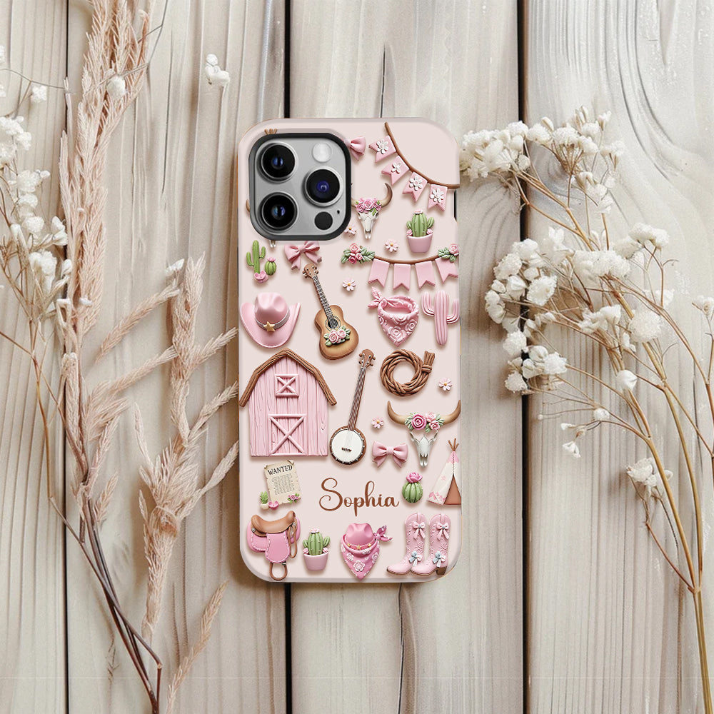 Pink Cowgirl - Personalized Cowgirl Full Print Phone Case