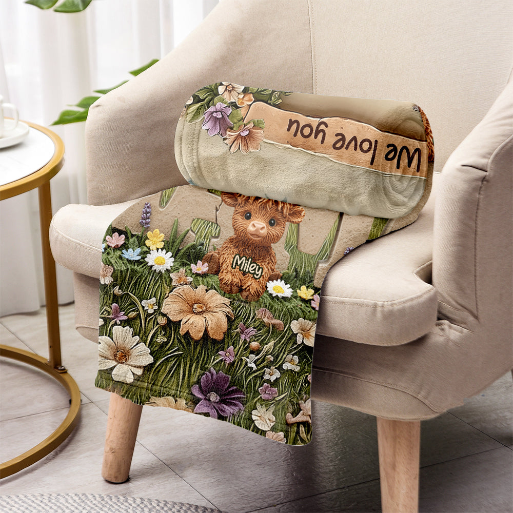 Cute Highland Cow Mama, Grandma - Personalized Mother Blanket