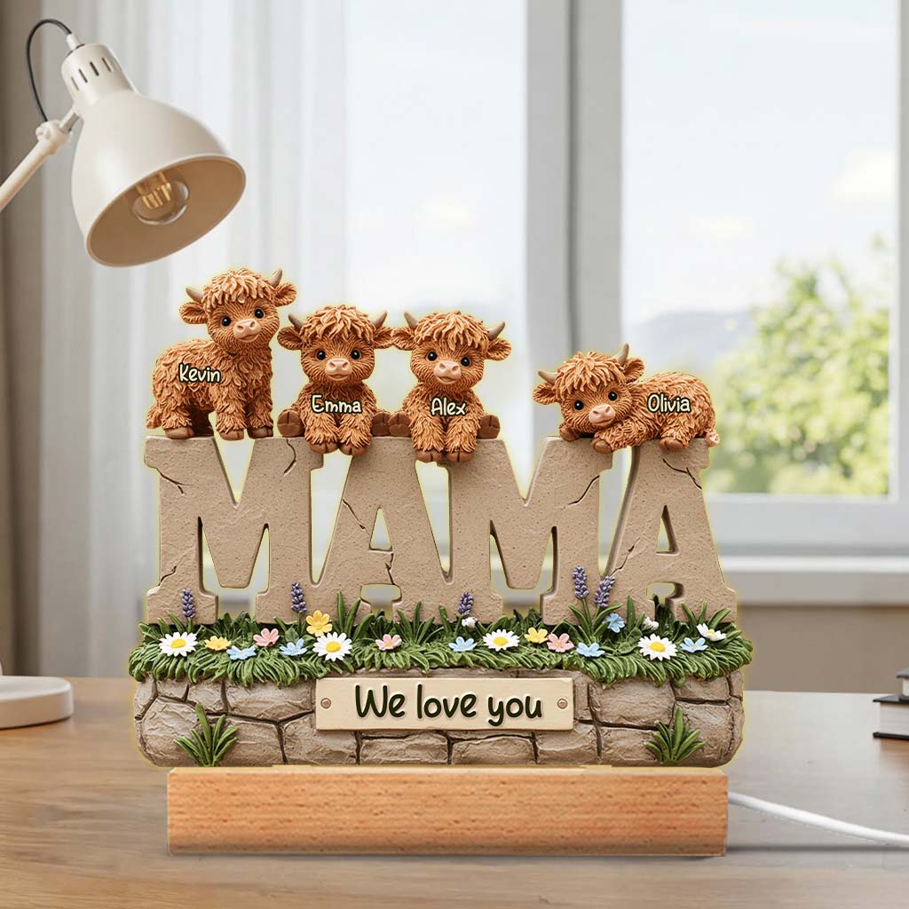 Cute Highland Cow Mama - Personalized Mother Custom Shaped Acrylic Plaque