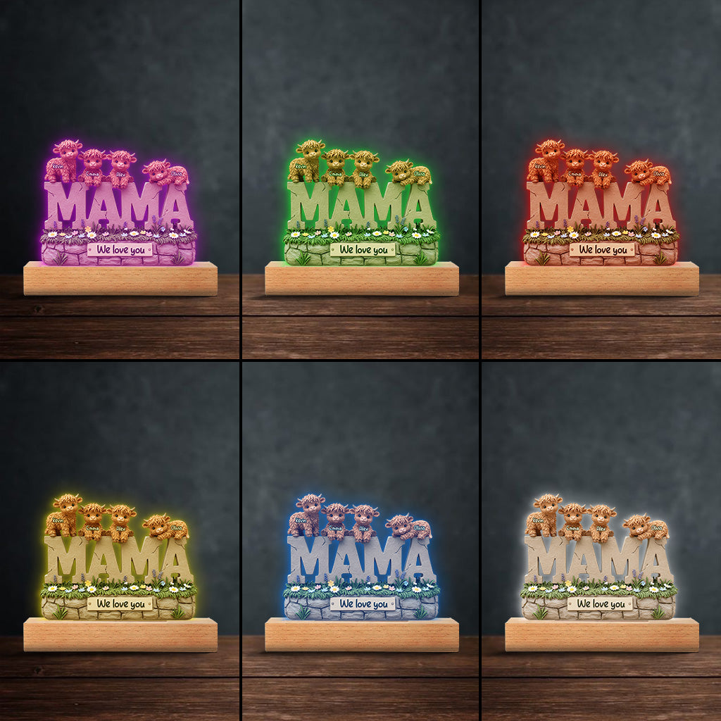 Cute Highland Cow Mama - Personalized Mother Custom Shaped Acrylic Plaque